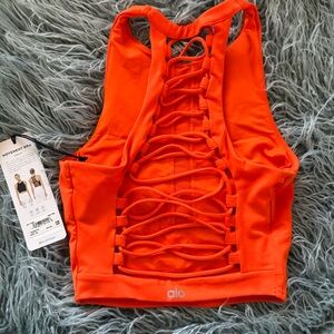 HTF NET ALO MOVEMENT BRA OPEN UP TANGERINE